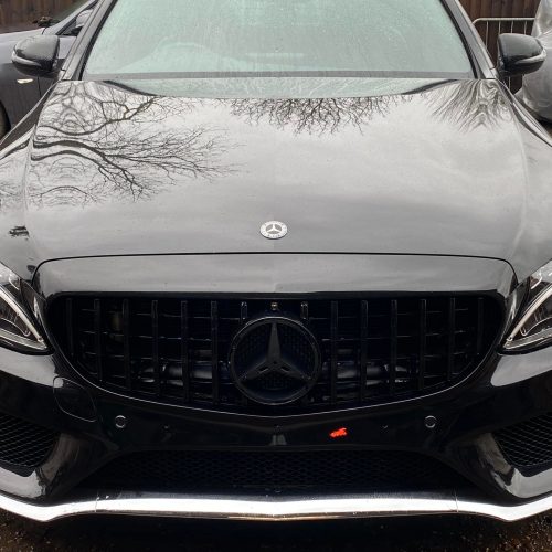 Mercedes benz C class front bumper repair and paint 6