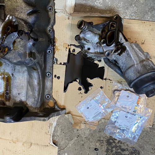 Vauxhall corsa oil leak from oil cooler and sump repair 2