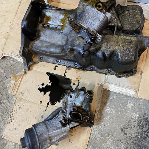 Vauxhall corsa oil leak from oil cooler and sump repair 4